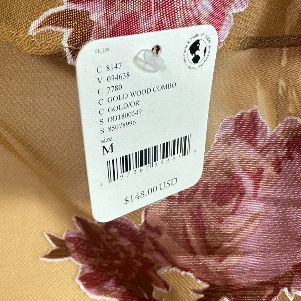 NWT Free People Bed of Roses Slip Gold Wood Combo size Medium